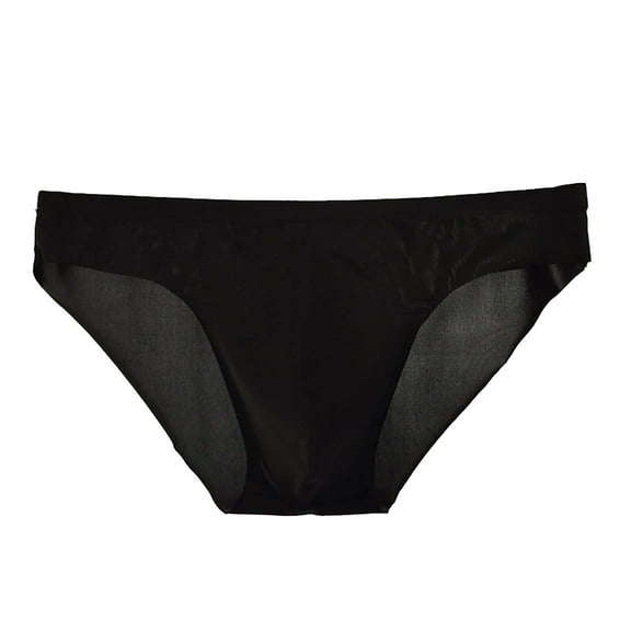 Men Seamless Half Transparent Underwear Low Waist Soft Lightweight Briefs Solid Color U Convex Underpants