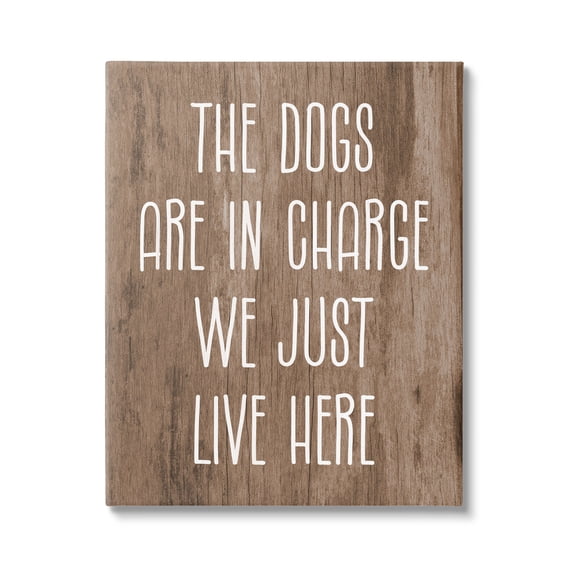 Stupell Industries Dogs In Charge Pet Phrase Inspirational Painting Gallery Wrapped Canvas Art Print Wall Art, 16 x 20