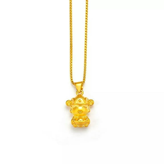 K-KED 24K Yellow Gold Plated Fashion Delicate Jewelry Little God of Wealth Women Necklace 18in