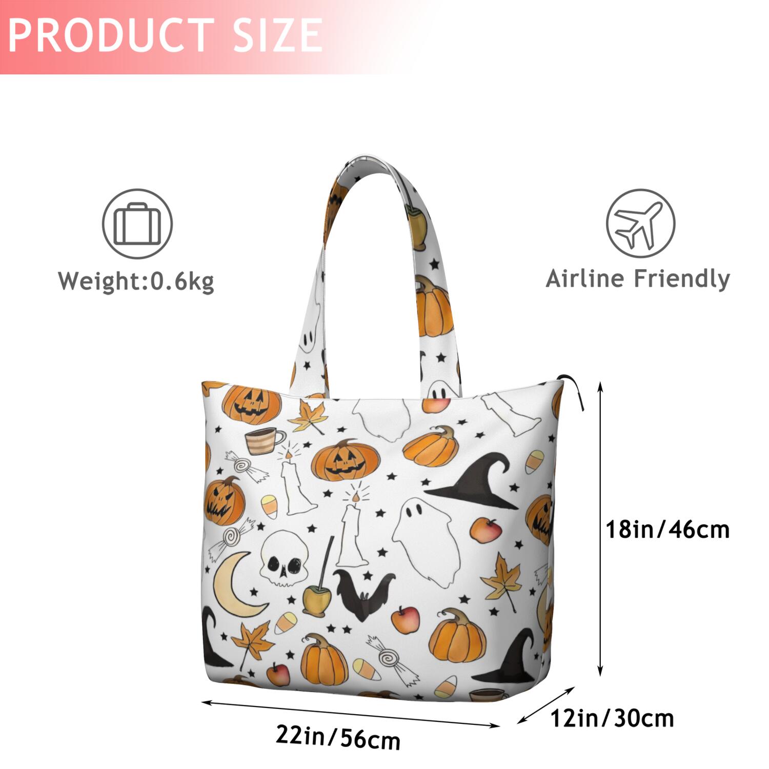 Halloween Autumn Halloween Elements Travel Tote Bags for Women Carry On,Large Weekender Bags for Women Travel,Multi Functional Duffle Bag for Work,Shopping,Sports