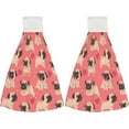 thumbnail image 2 of Hanging Towels 1 Pcs, Dish Towels Funny Pugs On Pink Back Absorbent Hand Towels with Hanging Loop Washcloth for Bathroom Kitchen, 2 of 6