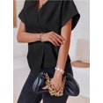 thumbnail image 4 of Women V Neck Tops Shirts Short Sleeve Button Down Slim Summer Blouses, 4 of 4