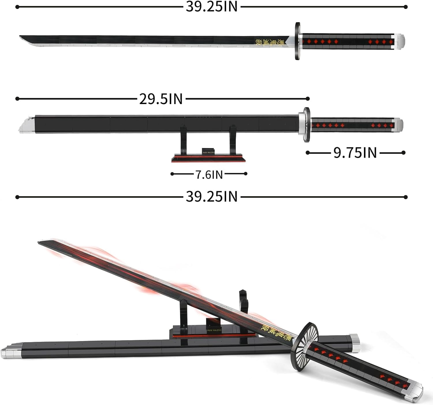 Demon Sword Building Set40in Tanjiro Sword with Scabbard and Stand, Katana Model Building Set Toy,(759 PCS)