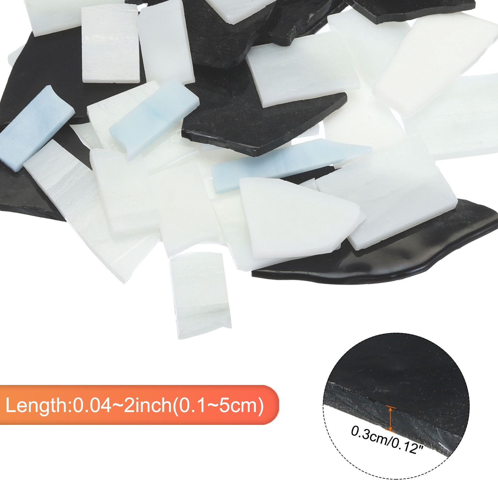 400g Mosaic Tiles Irregular Glass Mosaic Tiles Stained Mosaic Glass for Art Crafts DIY Projects Black,White And Gray