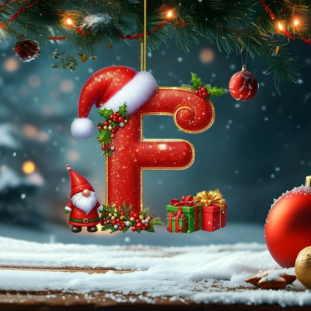 Adornos Navideños de 26 Letras, Colgantes Acrílicos Personalizados con Símbolos Navideños, 8 Cm para Árbol de Navidad, Hogar, Oficina, 1 Paquete