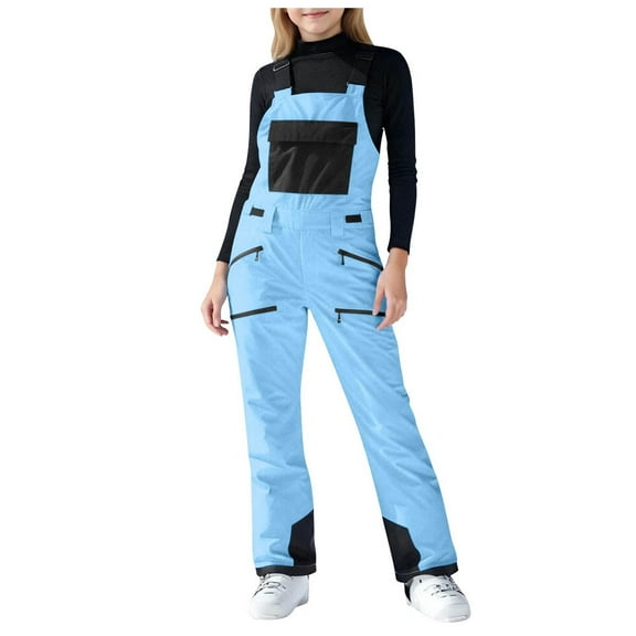 Staki Kids Snow Bibs Girls Snow Pants Ski Bib Overall Waterproof Windproof Warm for Toddler Kids Snow Pants 4T,5T,6Y,7Y,8Y,9Y,10-13Y(Sky Blue,12-13 Years)