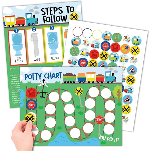 Potty Training Chart for Toddlers Boys -10 Sticker Potty Chart for Toddlers Boys, 8.5x11" Potty Training Sticker Charts for Toilet Success, Train Toddler Reward Chart for Kids