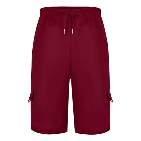 OSOLU Solid Color Mens Cargo Shorts Trend Athleisure Loose Micro Elastic Knee Length Daily Relaxed Fit Breathable Workout Training Joggers Bottoms