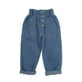 thumbnail image 2 of Qiylii Kids High Waist Jeans, Elastic Buttoned High Waist Long Denim Trousers, 2 of 5