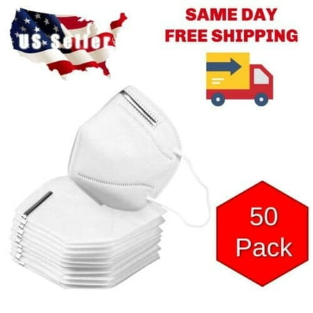 KN95 Face Masks - 5-Layer Breathable & Comfortable Disposable Respirator with Adjustable Nose Bridge and Elastic Ear Loops - Pack of 50