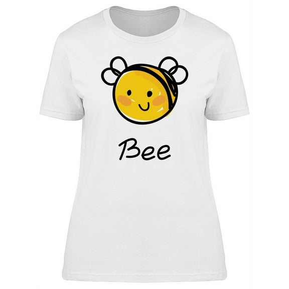 Cute Happy Bee Doodle T-Shirt Women -Image by Shutterstock, Female Large