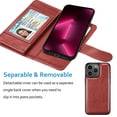 thumbnail image 4 of Wallet Case for iPhone 16 Pro Max Wallet Case 6.9" 5G (2024), [9 Card Slots] Luxury PU Leather Credit Holder Carrying Folio Flip [Detachable] Kickstand Magnetic Phone Cover & Lanyard [Wine Red], 4 of 5