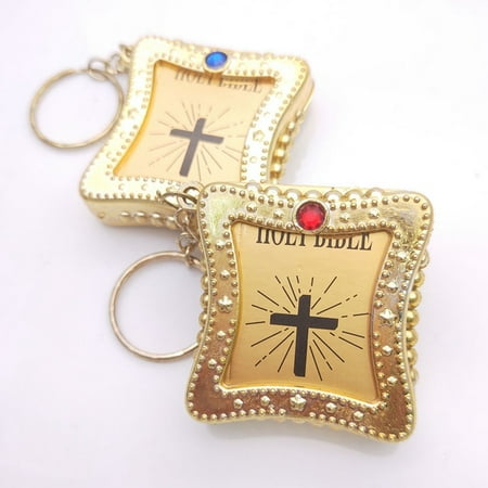 KABOER Beautiful Goods Practical Excellent Cross Holy Bible Keychain Style Pretty Best Charm Accessory(Gem Color