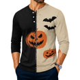 thumbnail image 2 of Domuza Halloween Henley Shirts for Men Novelty Horror Graphics Casual Long Sleeve Button Down Basic T-Shirts Moisture Wicking Classic Fit Blouse S, 2 of 4