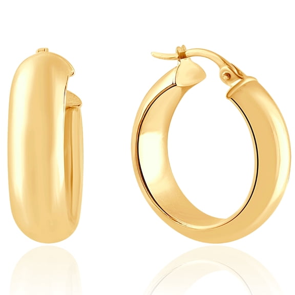 Pompeii 14k Yellow Gold 5.5mm Small Designer Hoops Women's Earrings 3/4" Tall 2.30grams