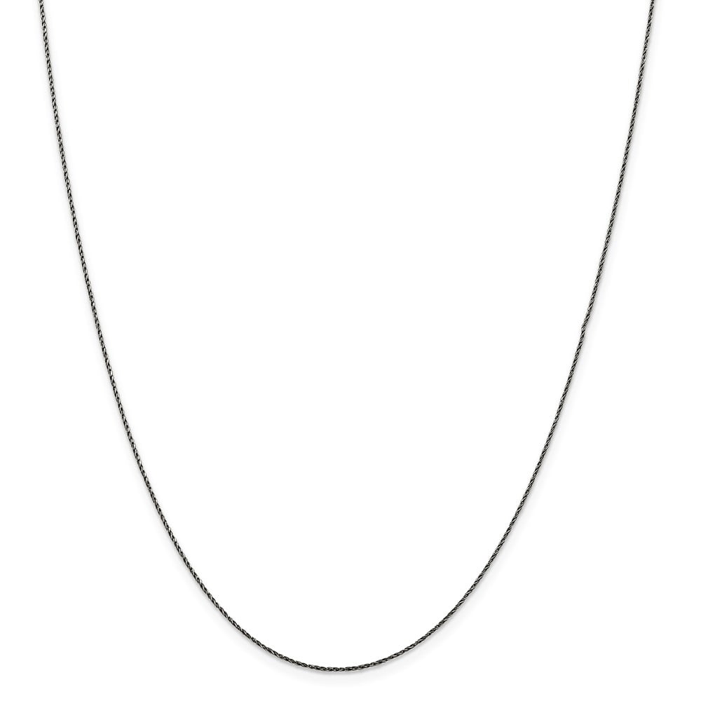 24 Length 925 Sterling Silver Ruthenium-plated .75mm Twisted Tight Wheat Chain Necklace 