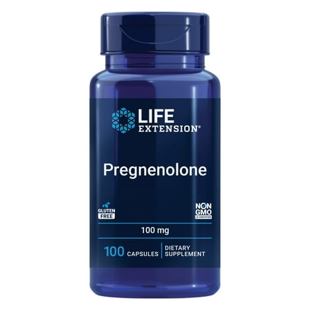 Life Extension Pregnenolone - Hormone balance supplement for healthy hormone levels, 100 mg - Hormone balance, memory, focus, cognitive health - Gluten-free, Non-GMO, 100 capsules
