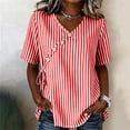 thumbnail image 2 of BUIGTTKLOP Blouse for Women Dressy Casual Summer V Neck Button down Cotton Linen Shirts Tie Front Short Sleeve Beach Vacation Tops, 2 of 8
