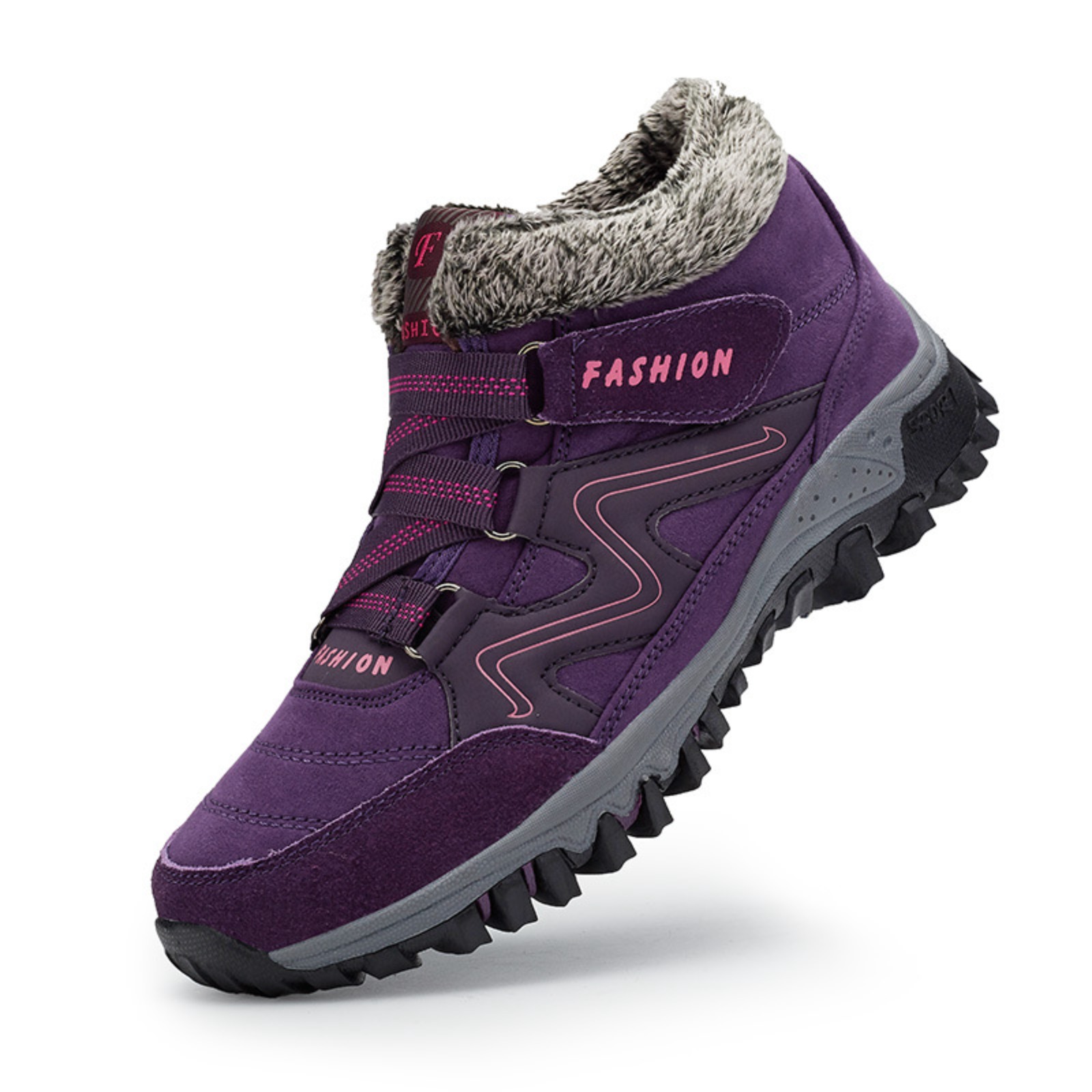 Women’s Winter Snow Boots Outdoor Warm Fleece-Lined Waterproof Ankle Boots, Non-Slip Thick Sole Cold Weather Hiking Boots, Lightweight Insulated Mid-Top Trekking Walking Winter Shoes for Adults