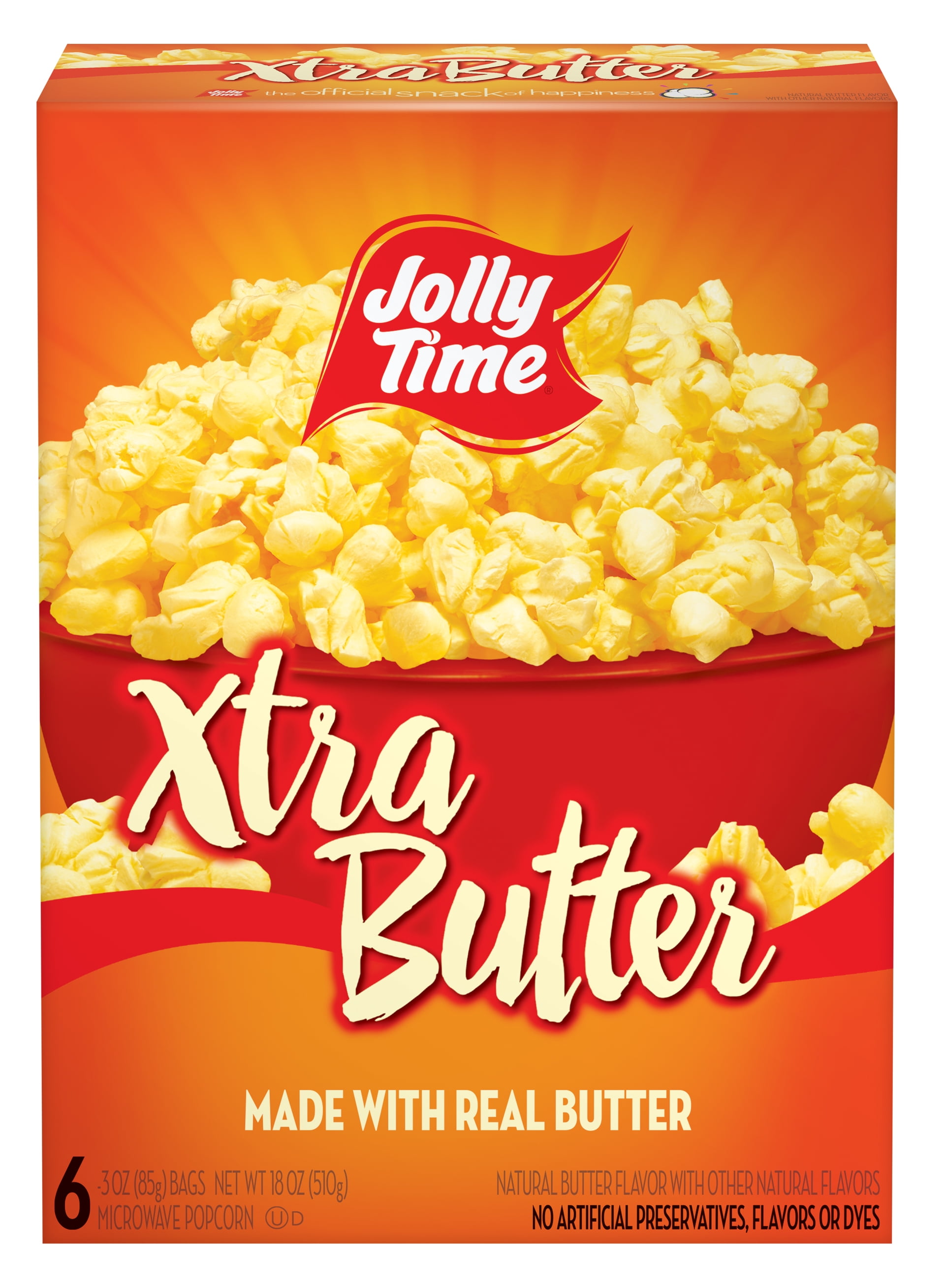 Jolly Time Xtra Butter Glutenfree Microwave Popcorn 3 oz, 6 Ct. Made