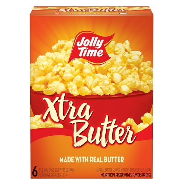 Jolly Time Xtra Butter Glutenfree Microwave Popcorn 3 oz, 6 Ct. Made
