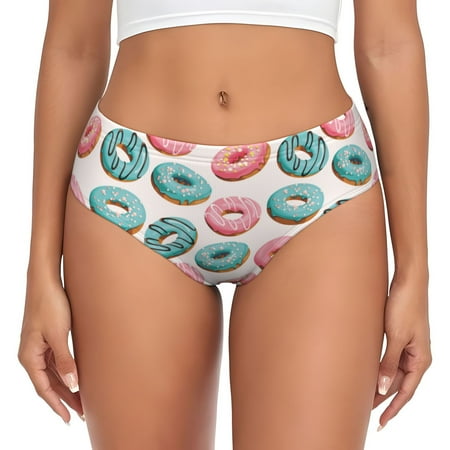 Womens Underwear - Pink Blue Donut Print No Show Seamless Underwear for Women  Soft Stretch Womens Panties  Hipster Ladies Panties Bikini Underwear Briefs