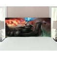 thumbnail image 1 of Dragon Headboard, Imaginary Wrath of Vikings Royal Boat Animal Head Storm Rays, Upholstered Decorative Metal Bed Headboard with Memory Foam, Full Size, Multicolor, by Ambesonne, 1 of 4