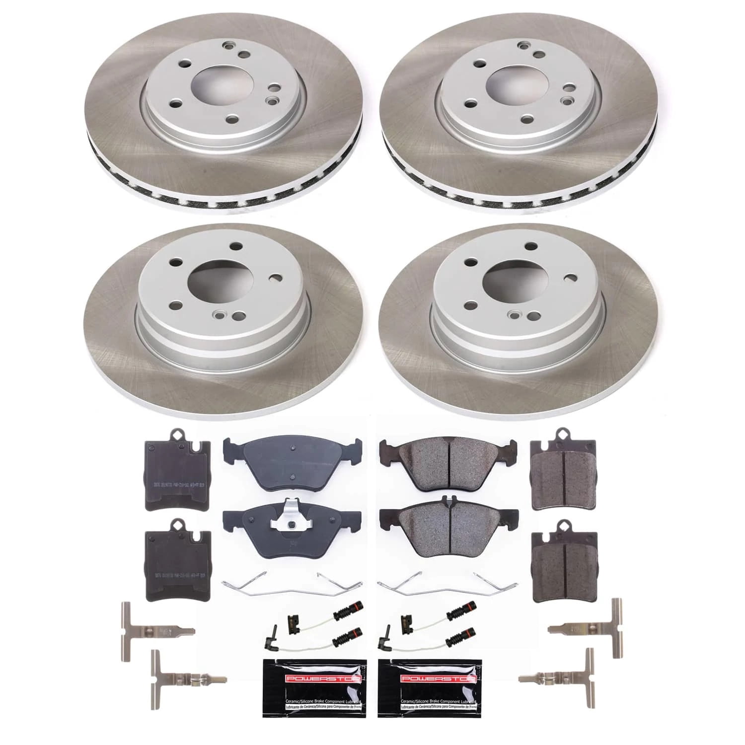 PowerStop Front and Rear Semi-Coated Rotor and Low-Dust Ceramic Brake Pad Kit SC2790