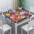 thumbnail image 3 of Floral Square Tablecloth with Elastic Edge, Durable Waterproof Polyester Cover Perfect for 36x36 Inch Tables, Reusable and Durable for Daily Use, 3 of 6