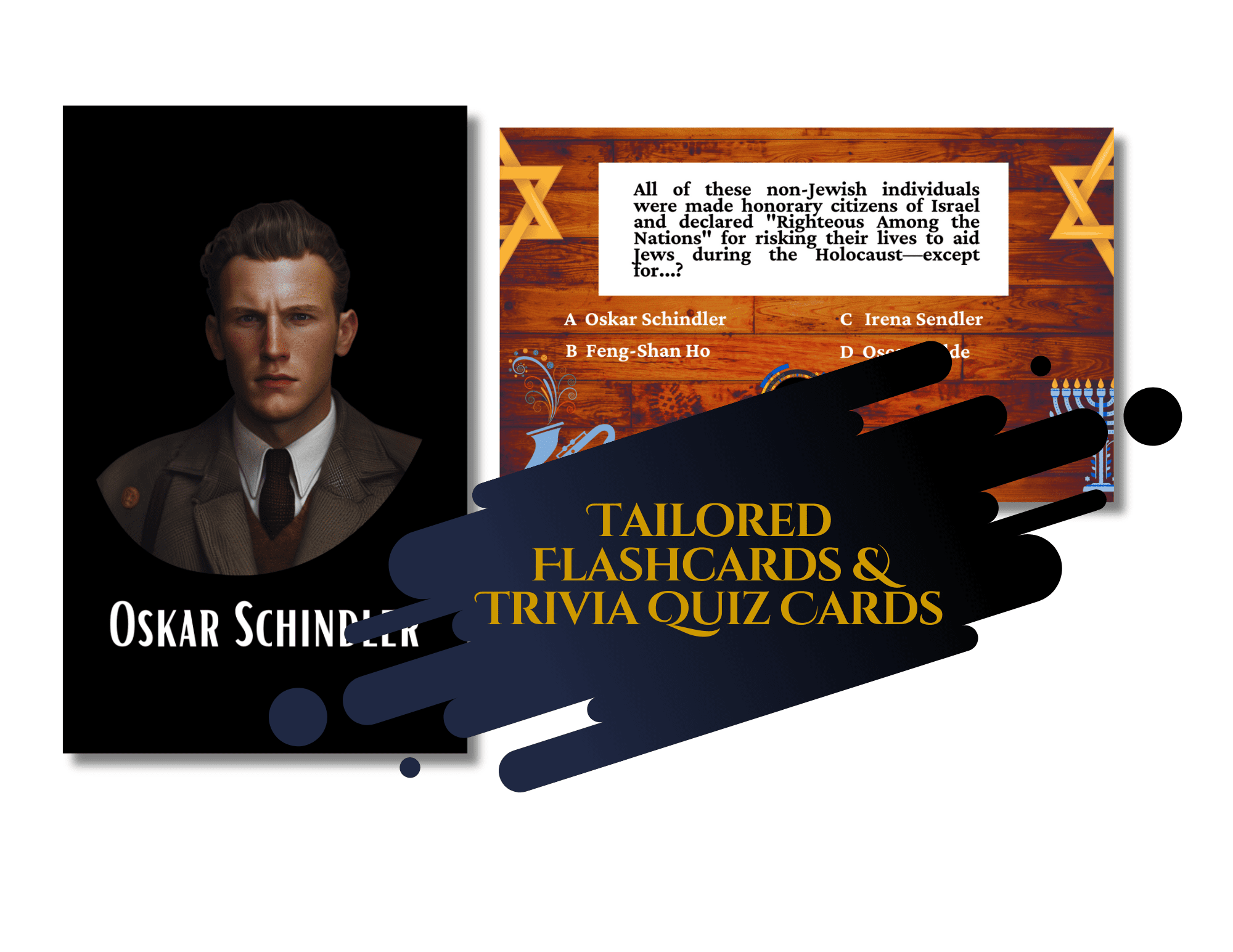 Jewish History Month Educational Trivia & Flashcards on Arts & Culture, Sports, STEM, Activism & More, 60-PCS