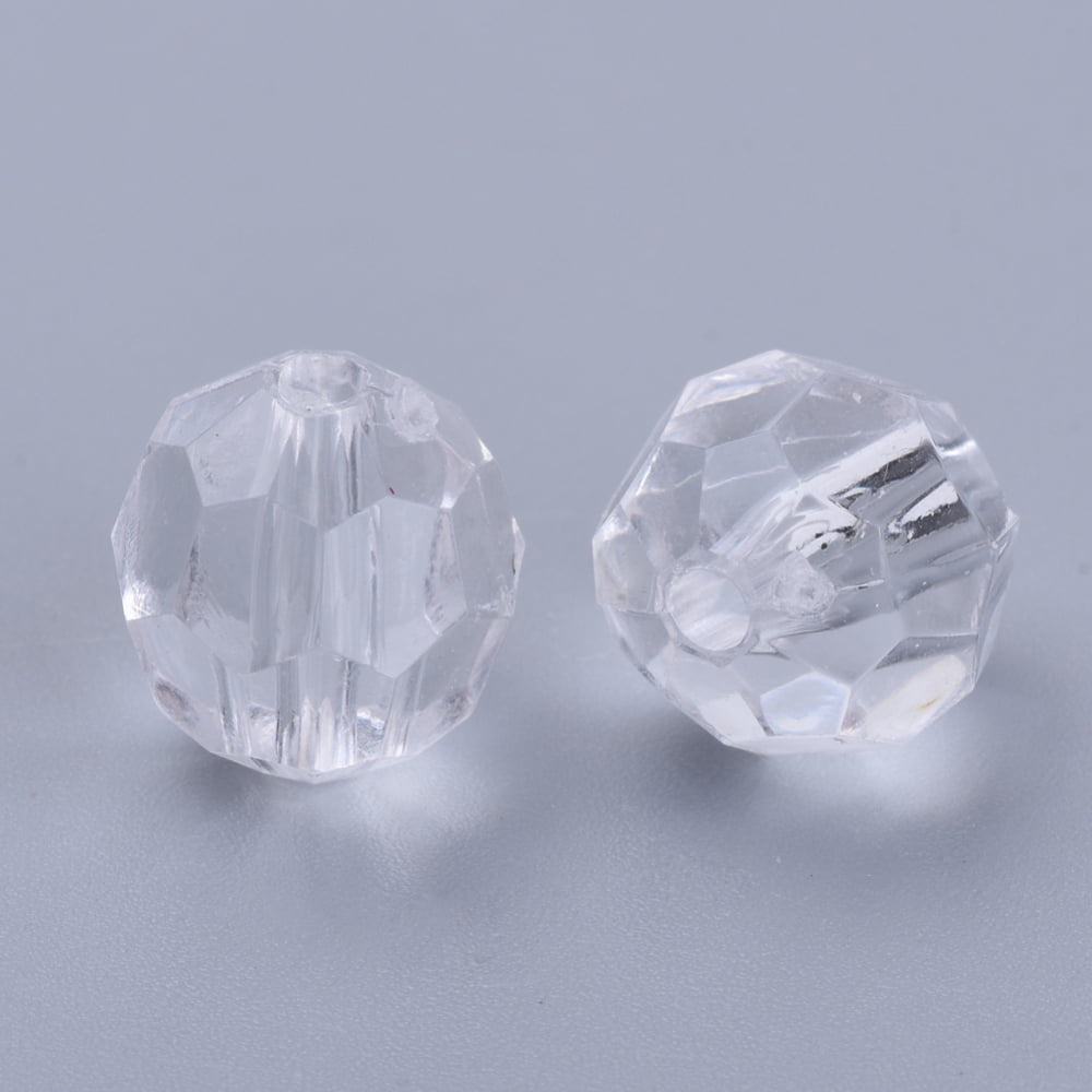 Transparent Acrylic Beads Faceted Round Clear 20x19.5mm Hole: 3mm about 116pcs/500g