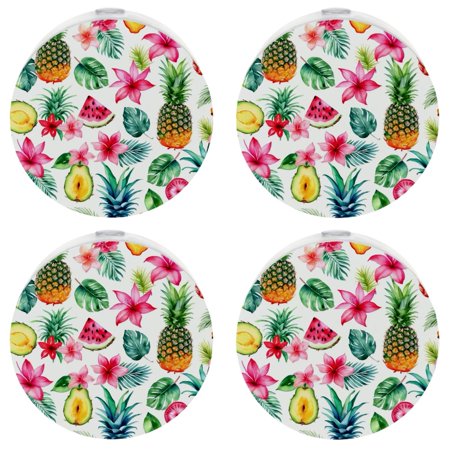 

LED Night Light Lamp with Smart Sensor Dusk to Dawn Sensor 4-Pack for Bedroom Bathroom Hallway White 0.5W Plug-in Summer Tropical Fruit Flower Leaves Ice Cream