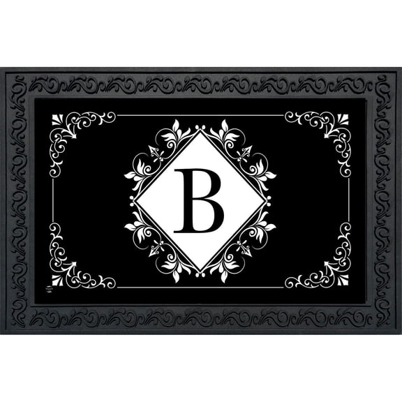 Briarwood Lane Everyday Doormat 30x18 Indoor Outdoor Black and White Monogram B Doormat