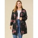 thumbnail image 2 of Cárdigan De Punto Floral Ligero Frente Abierto TalGrande PaMujer Negro XXL, 2 of 6
