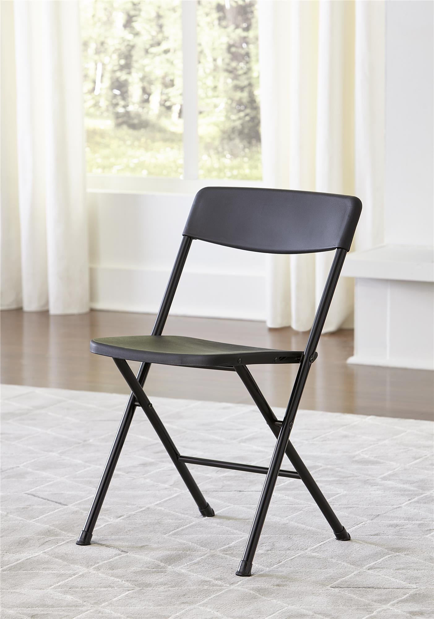 Resin Folding Chair with Molded Seat and Back Black 4 Pack