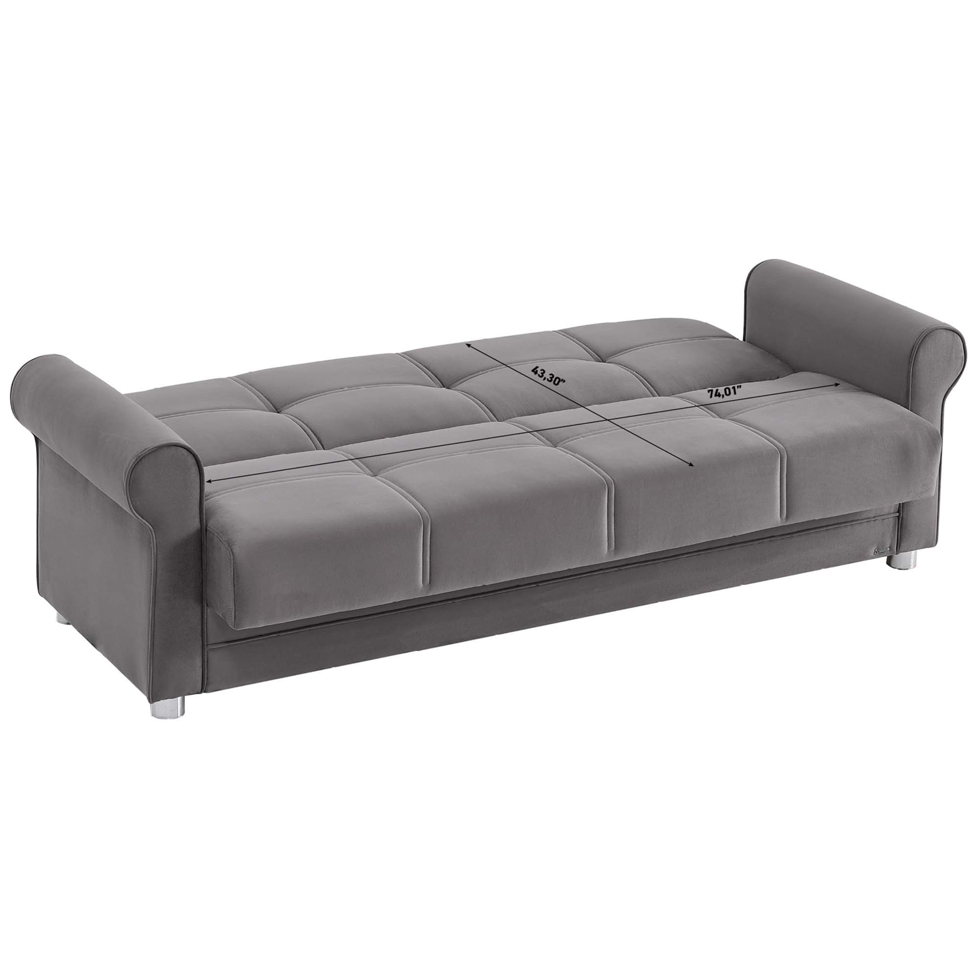 Ottomanson Convertible Sleeper Sofa Bed with Hidden Storage, Firm Comfort Couch, Gray