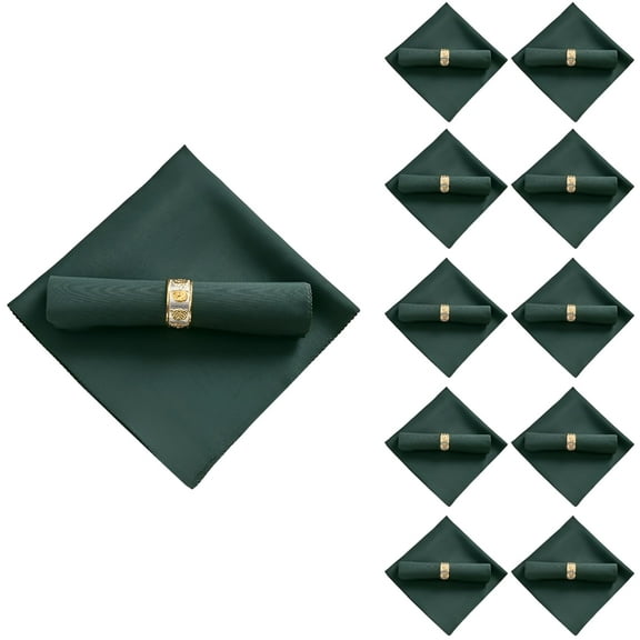 AUQ 10Pcs 48X48cm Polyester Cloth Napkins for Restaurant Wedding,Dark Green