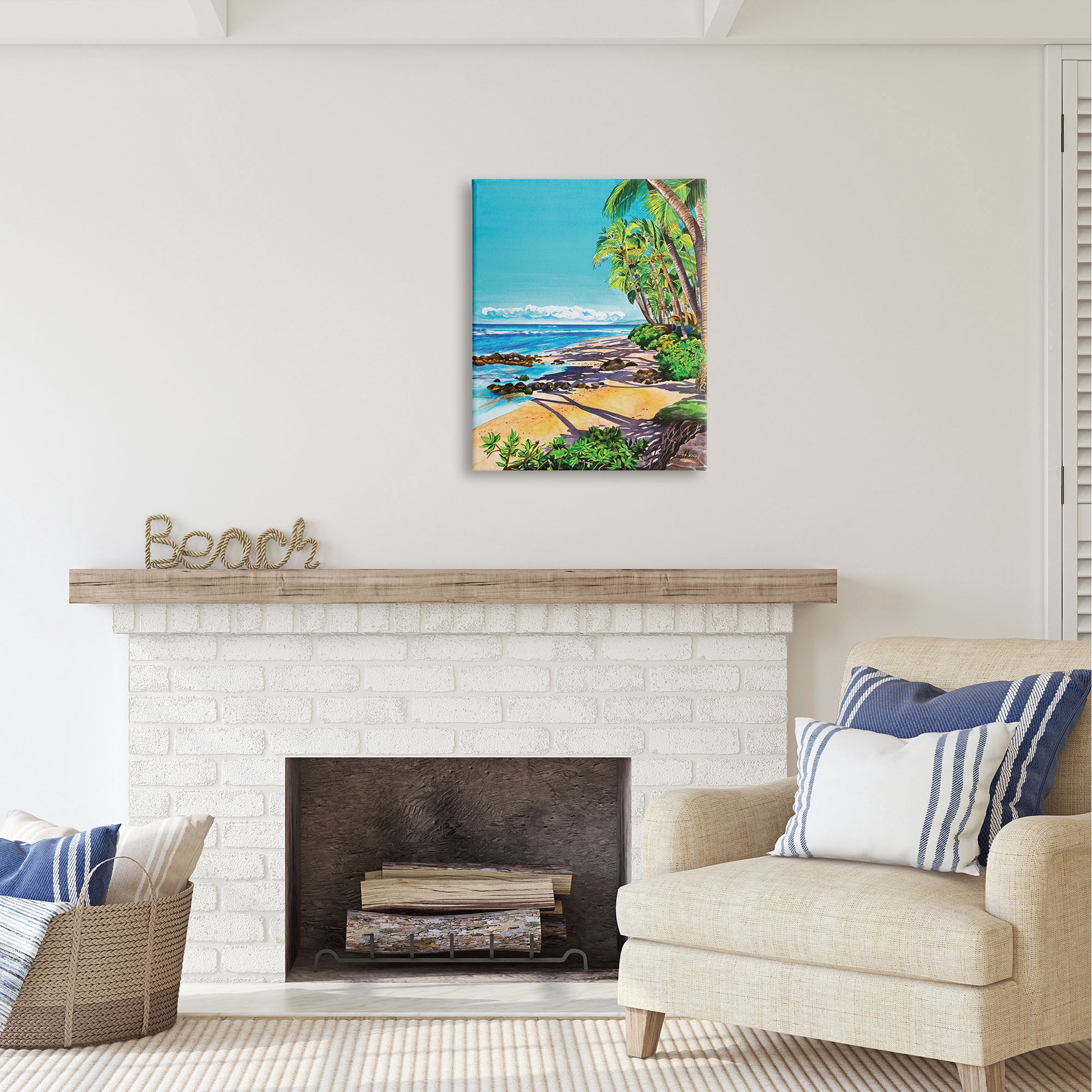 Stupell Industries Tropical Shore Landscape Nature Painting Gallery Wrapped Canvas Print Wall Art, 24 x 30