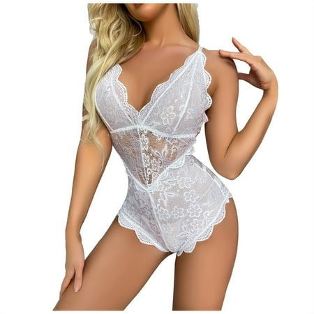 Giftesty Womens Pants Clearance!Sexy Women Lingerie Lace Hollow Out Temptation Babydoll Underwear Sleepwear Jumpsuit Bodysuits
