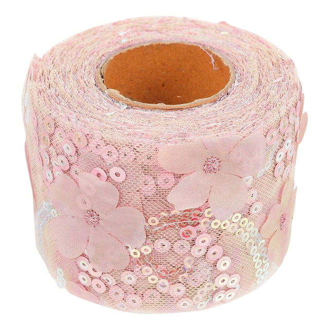 1 Rouleau Ruban en Voile Floral Nœud Papillon Bricolage Ruban en Sangle Brodé à Paillettes