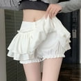 thumbnail image 7 of Arnsht Women's Girls Mini Skirt Flowy High Waisted Ruffle Hem Short Skirts Cute Boho A-Line Layered Cake Skirt White XXL, 7 of 7