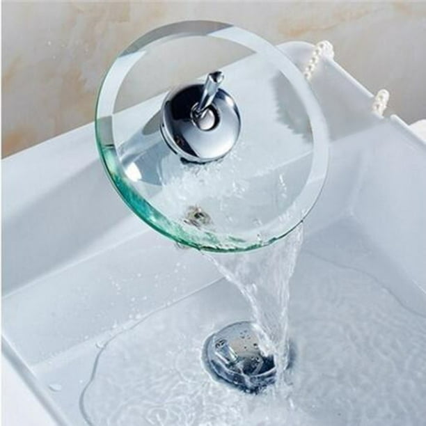 Évier de cuisine de salle de bain robinet cascade en verre rond