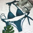 thumbnail image 3 of 1 Set Split Bikini Rhinestones Metal Chain Sexy Adjustable Pure Color Swimwear for Swimming, 3 of 7