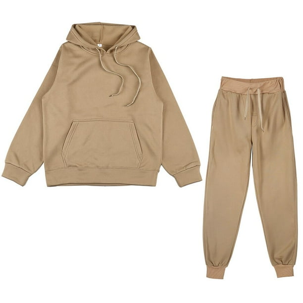 Conjunto de dos piezas chandal informal de lana para mujer conjuntos de invierno 2020 para mujer sudadera de manga larga con capucha de gran
