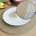 thumbnail image 3 of 14 Inch Round Braided Placemats, Heat-Resistant Stain Resistant Anti-Skid, Round Table Mats Washable Polyproplene Table Mats Placemats for Dining Tables (Set of 4,Gold ), 3 of 8