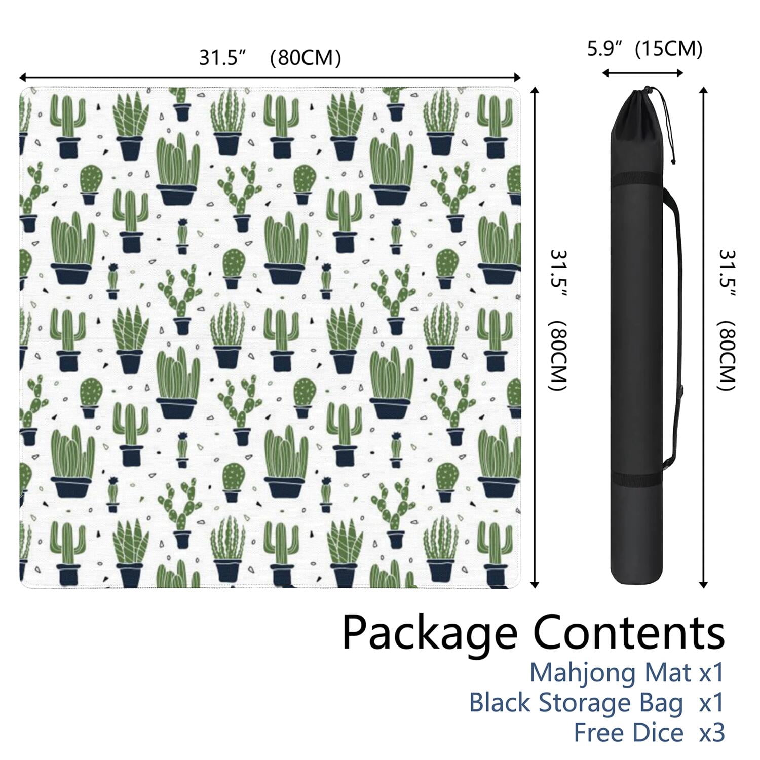 31.5 Inch Plants Inspired Playing Mat Made of Rubber Material Featuring Anti-Slip Non-Skid Backing and Noise Reduction Qualities for Board Games Card Games