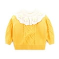 thumbnail image 2 of Povozer Girls Sweater Pullover Crew Neck Warm Patterns Casual Knitwear(Yellow,2-3 Years), 2 of 4