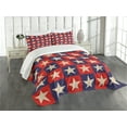 thumbnail image 3 of Ambesonne Prehistoric Country Quilted Bedspread Set 3 Pcs, National Stars, Queen Size, Cream Navy Red, 3 of 5