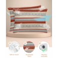 thumbnail image 2 of Hokiten Pillow Cases Standard Size Set of 2, Lumbar Pillow Covers, Brown Ethnic Boho Satin Pillowcases with Zipper for Hair/Skin, Modern Stripes Geometric Abstract 20x26 Inches, 2 of 6