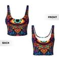 thumbnail image 5 of Fotbe Vibrant Psychedelic Eye Pattern Womens' Sports Bra Longline Wirefree Padded with Medium Support Sports Moisture-Wicking Workou Vest,Tank Top-X-Large, 5 of 7